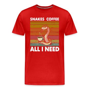 Lustiges Schlangen Kunst Schlange Kaffee Reptilien - Männer Premium Bio T-Shirt - Rot - Vorne - Damien (186cm)
