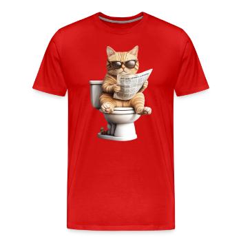 Lustiges Katzen Katzenbesitzer Klo Katze Haustier - Männer Premium Bio T-Shirt - Rot - Vorne - Damien (186cm)
