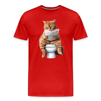 Lustiges Katzen Katzenbesitzer Klo Katze Haustier - Männer Premium Bio T-Shirt - Rot - Vorne - Damien (186cm)