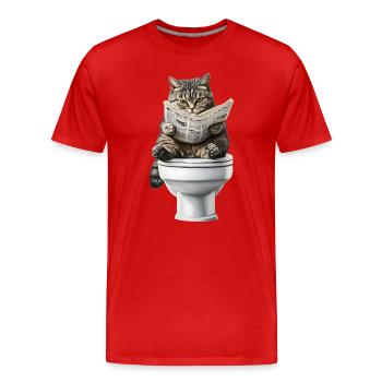 Lustiges Katzen Katzenbesitzer Klo Katze Haustier - Männer Premium Bio T-Shirt - Rot - Vorne - Damien (186cm)