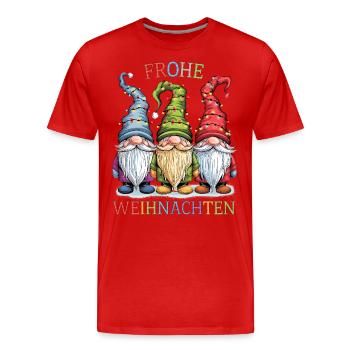 Gnom Frohe Weihnachten Gnome Familie Wichtel süß - Männer Premium Bio T-Shirt - Rot - Vorne - Damien (186cm)