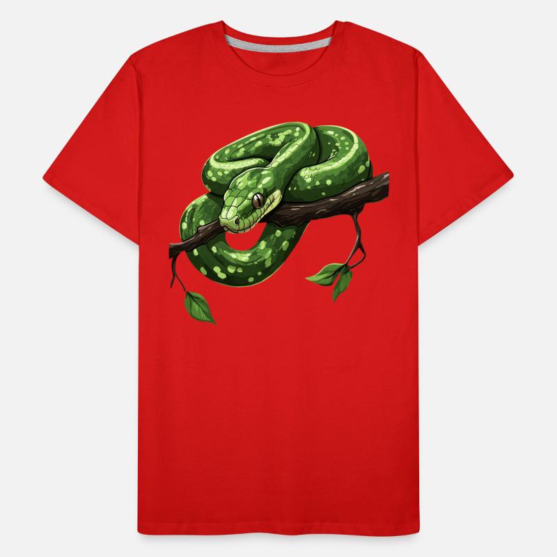 Arbre vert Python Serpents Amoureux Terrarium T-shirt bio Premium Homme