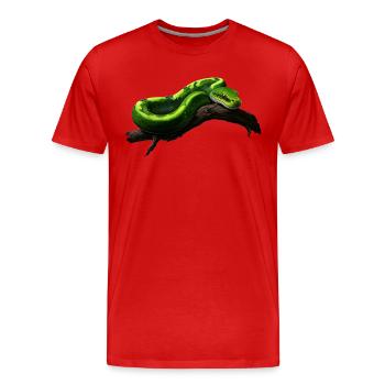 Arbre vert Python Serpents Amoureux Terrarium - T-shirt bio Premium Homme - rouge - Devant - Damien (186cm)