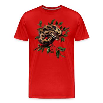 Roi Python Serpents Amoureux Terrarium Python - T-shirt bio Premium Homme - rouge - Devant - Damien (186cm)
