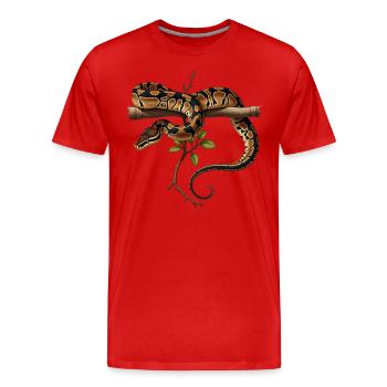 Roi Python Serpents Amoureux Terrarium Python - T-shirt bio Premium Homme - rouge - Devant - Damien (186cm)