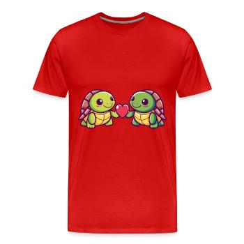 Turtle Couple Love Couple In Love - Men's Premium Organic T-Shirt - red - Front - Damien (186cm)