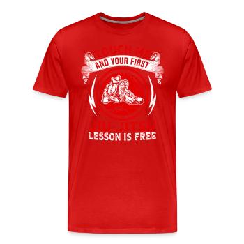 Berühre mich und deine erste Jiu Jitsu Lektion ist kostenlos - Männer Premium Bio T-Shirt - Rot - Vorne - Damien (186cm)