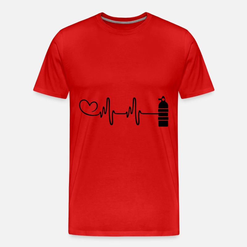 Sauerstoff Tauchen puls herz - Männer Premium Bio T-Shirt - Rot