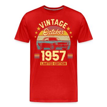 Vintage October 1957 65 Years Anniversary - Men's Premium Organic T-Shirt - red - Front - Damien (186cm)