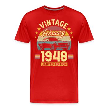 Vintage February 1948 75 years anniversary - Men's Premium Organic T-Shirt - red - Front - Damien (186cm)