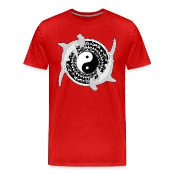 Yin Yang Hammerhaie - Männer Premium Bio T-Shirt - Rot - Vorne - Damien (186cm)