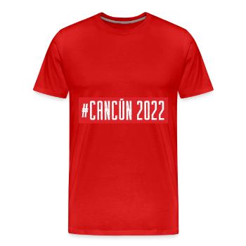 Cancun 2022 - T-shirt bio Premium Homme - rouge - Devant - Damien (186cm)