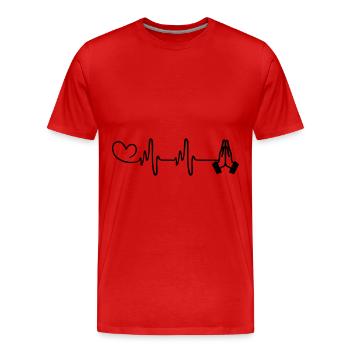 Pouls de prière Amour du cœur - T-shirt bio Premium Homme - rouge - Devant - Damien (186cm)