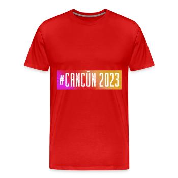 Cancun 2023 - T-shirt bio Premium Homme - rouge - Devant - Damien (186cm)