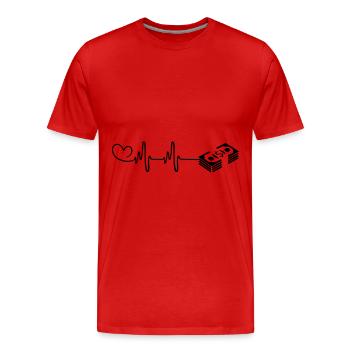 Geld Herzschlag - Männer Premium Bio T-Shirt - Rot - Vorne - Damien (186cm)