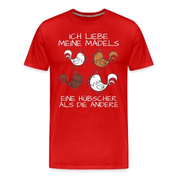 Hühner Huhn Landwirt Bauernhof Hahn Hühnerstall - Männer Premium Bio T-Shirt - Rot - Vorne - Damien (186cm)