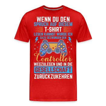 Wenn Du Den Spruch Auf Diesem T-Shirt Lesen Kannst - Männer Premium Bio T-Shirt - Rot - Vorne - Damien (186cm)