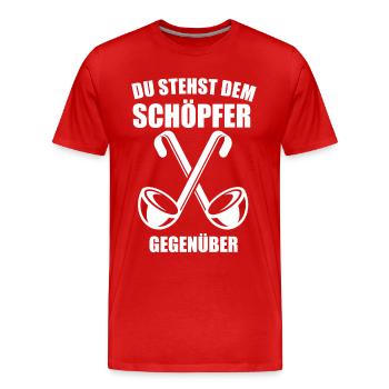Du stehst den Schöpfer gegenüber Koch Köche Kochen - Männer Premium Bio T-Shirt - Rot - Vorne - Damien (186cm)