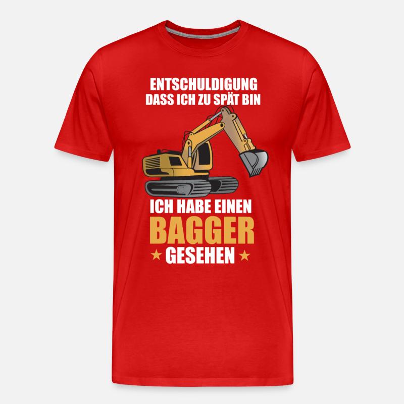Bagger baustelle bauarbeiter baggerfahrer baggern - Männer Premium Bio T-Shirt - Rot