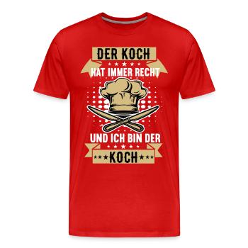 der koch hat immer recht Koch Köche Kochen Küche - Männer Premium Bio T-Shirt - Rot - Vorne - Damien (186cm)
