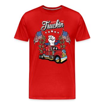 keep on truckin trucker Fernfahrer lkw LKW-Fahrer - Männer Premium Bio T-Shirt - Rot - Vorne - Damien (186cm)