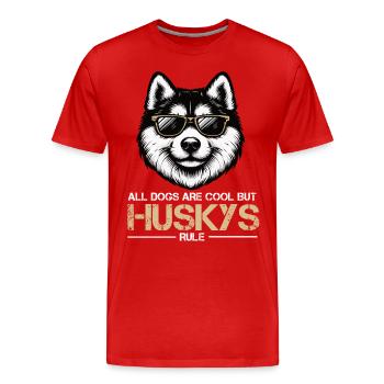 Tous les chiens sont cool Husky Husky Propriétaire Husky Propriétaire Husky Propriétaire - T-shirt bio Premium Homme - rouge - Devant - Damien (186cm)