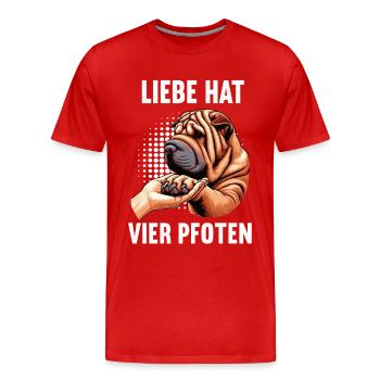Liebe hat Vier Pfoten Shar Pei Shar Pei Besitzer - Männer Premium Bio T-Shirt - Rot - Vorne - Damien (186cm)
