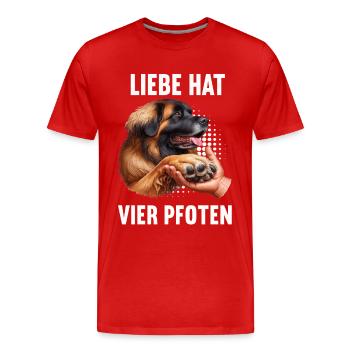 Liebe hat Vier Pfoten Leonberger Leonbergerhund - Männer Premium Bio T-Shirt - Rot - Vorne - Damien (186cm)