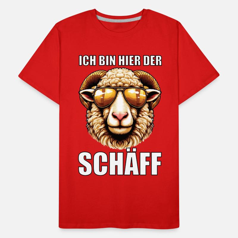 Ich Bin Hier Der Schäff Schaf Schafe Schäfer Mäh Männer Premium Bio T-Shirt