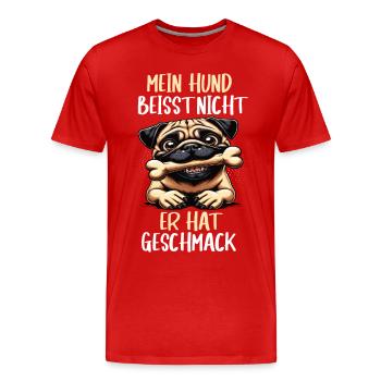 Mein Hund Beisst nicht Mops Möpse Mopsbesitzer - Männer Premium Bio T-Shirt - Rot - Vorne - Damien (186cm)
