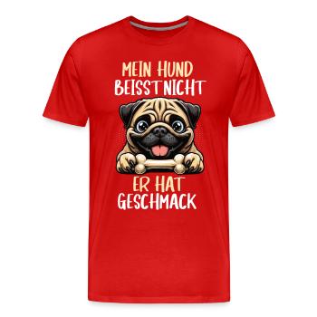 Mein Hund Beisst nicht Mops Möpse Mopsbesitzer - Männer Premium Bio T-Shirt - Rot - Vorne - Damien (186cm)