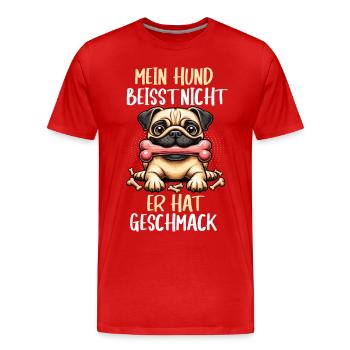 Mein Hund Beisst nicht Mops Möpse Mopsbesitzer - Männer Premium Bio T-Shirt - Rot - Vorne - Damien (186cm)
