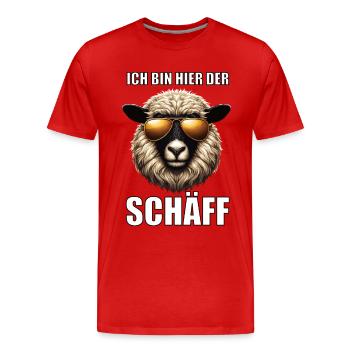 Ich Bin Hier Der Schäff Walliser Schaf Schafe Mäh - Männer Premium Bio T-Shirt - Rot - Vorne - Damien (186cm)