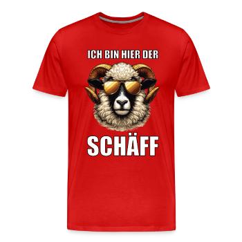 Ich Bin Hier Der Schäff Walliser Schaf Schafe Mäh - Männer Premium Bio T-Shirt - Rot - Vorne - Damien (186cm)