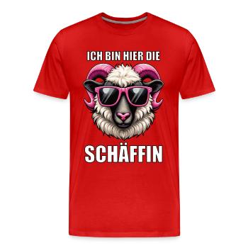 Ich Bin Hier Die Schäffin Walliser Schaf Schaf Mäh - Männer Premium Bio T-Shirt - Rot - Vorne - Damien (186cm)