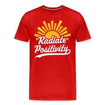 Strahlen Sie Positivität aus - Männer Premium Bio T-Shirt - Rot - Vorne - Damien (186cm)
