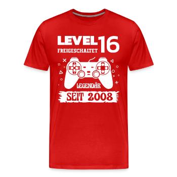 16 Level Legendär Seit 2008 Geburtstag 16 Jahre - Männer Premium Bio T-Shirt - Rot - Vorne - Damien (186cm)