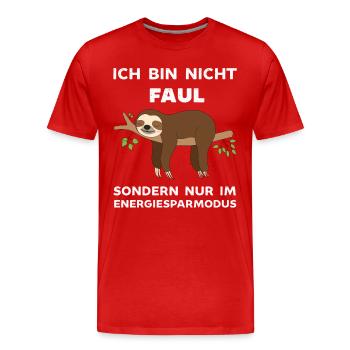 Ich bin nicht Faul ich spare Energie ein Faultier - Männer Premium Bio T-Shirt - Rot - Vorne - Damien (186cm)