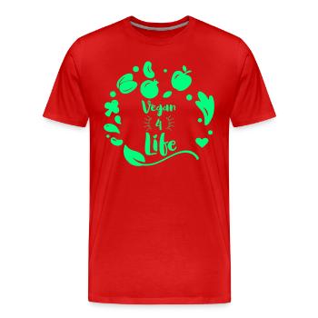 Vegan lifestyle Vegan lifestyle Vegetarian - Men's Premium Organic T-Shirt - red - Front - Damien (186cm)