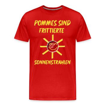 Pommes sind frittierte Sonnenstrahlen die Sonne - Männer Premium Bio T-Shirt - Rot - Vorne - Damien (186cm)