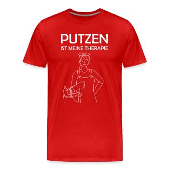 Putzen ist meine Therapie lustige Putzfrau Sprüche - Männer Premium Bio T-Shirt - Rot - Vorne - Damien (186cm)