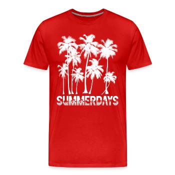 Summerdays with Palm Trees Summertime Sea Beach - Men's Premium Organic T-Shirt - red - Front - Damien (186cm)