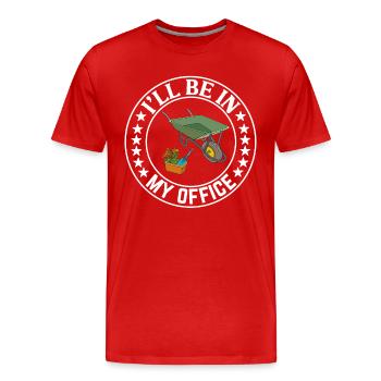 Je serai dans mon bureau le jardin travaille avec des fleurs - T-shirt bio Premium Homme - rouge - Devant - Damien (186cm)