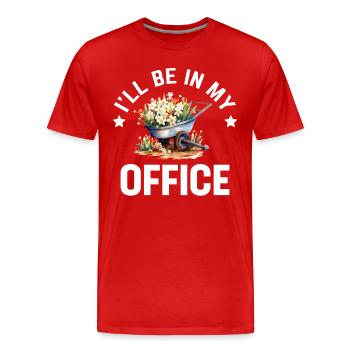 Je serai dans mon bureau le jardin travaille avec des fleurs - T-shirt bio Premium Homme - rouge - Devant - Damien (186cm)