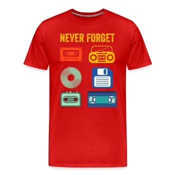 Never Forget Retro electronic devices Vintage - Männer Premium Bio T-Shirt - Rot - Vorne - Damien (186cm)