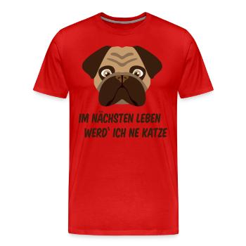 Frustrated pug - Men's Premium Organic T-Shirt - red - Front - Damien (186cm)