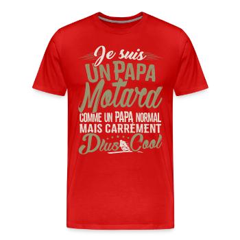 T-shirt Moto pour Père - Papa Motard très Cool - T-shirt bio Premium Homme - rouge - Devant - Damien (186cm)