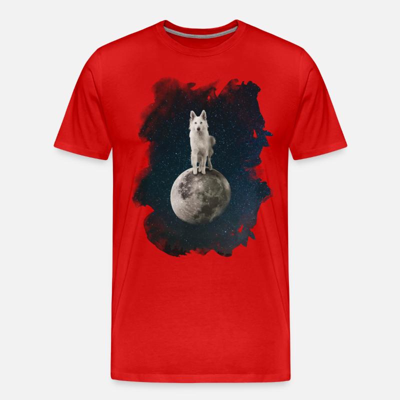 Mystical Wolf - Männer Premium Bio T-Shirt - Rot