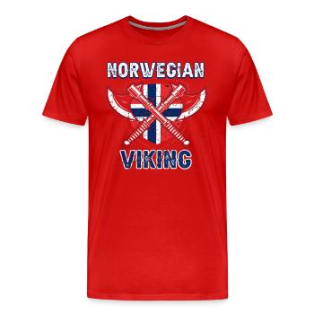 Norwegian Viking - Men's Premium Organic T-Shirt - red - Front - Damien (186cm)