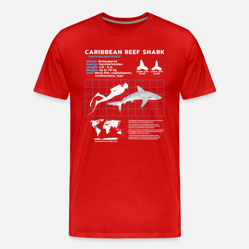Karibischer Riffhai Datenblatt - Männer Premium Bio T-Shirt - Rot